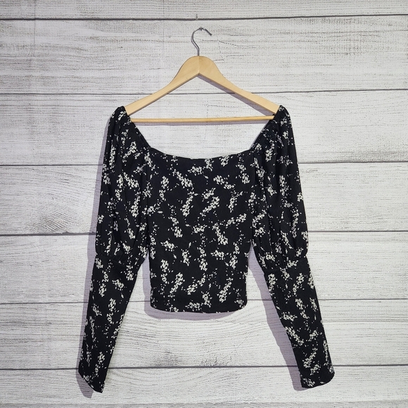 Anthropologie Floral Black Women's Cropped Top, Size S - Picture 5 of 6